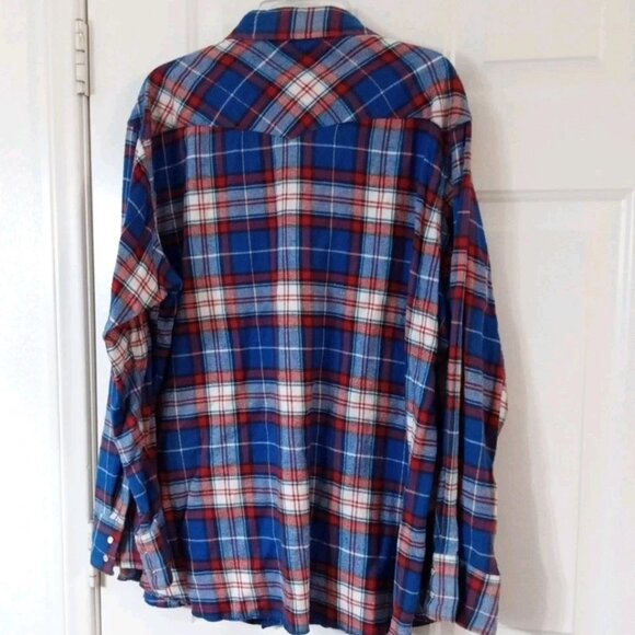 Vintage Wrangler Western Shirt Men’s 2XT Plaid Flannel Western Retro Pearl Snap - Picture 6 of 6